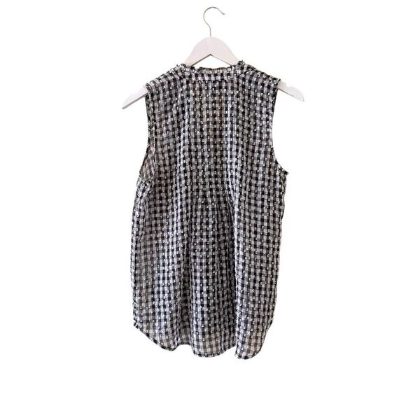 MAEVE ANTHROPOLOGIE Black/White Gingham Sleeveless Button Down Blouse SZ S #2467 - Picture 6 of 15